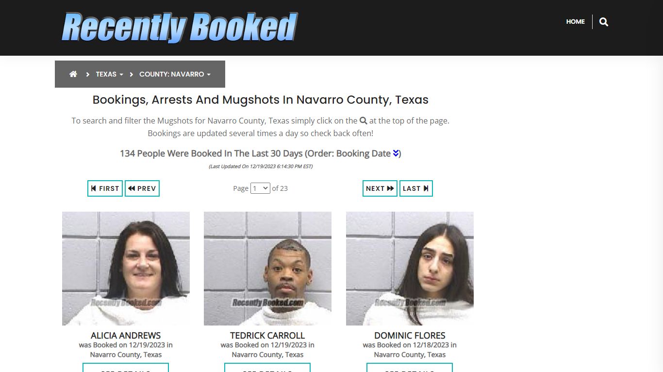 Recent bookings, Arrests, Mugshots in Navarro County, Texas