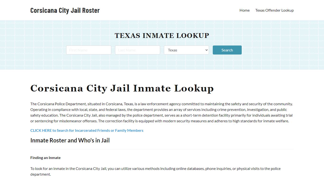 Corsicana Police Department & City Jail, TX Inmate Roster, Arrests ...